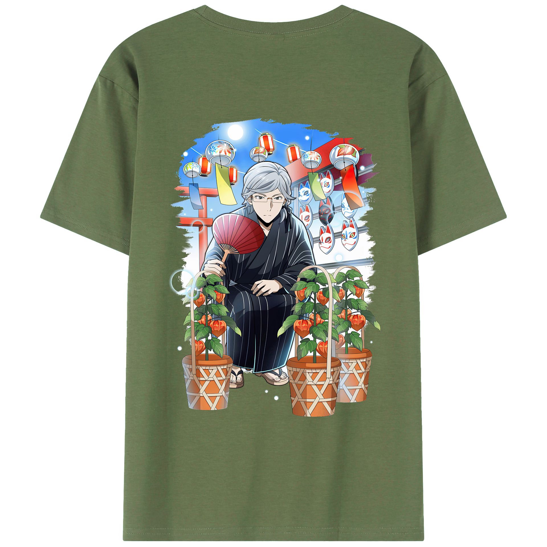 （画像用） 文豪ストレイドッグス Bungo Stray Dogs 綿100％ メンズ半袖Tシャツ（バックプリント） 通気性